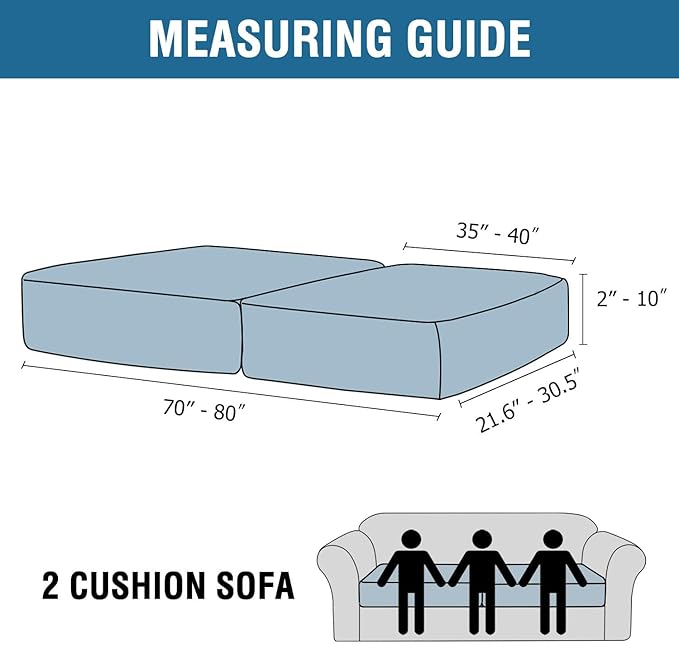 H.VERSAILTEX Velvet Stretch Couch Cushion Cover Plush Cushion Slipcover Cushion Furniture Protector Seat Cushion Sofa Cover (2 Piece Large Sofa Cushion Covers, Vintage Green)-HomvellaHome