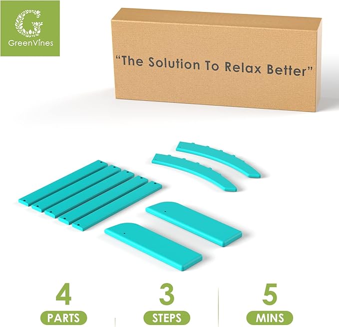 GREENVINES Adirondack-Ottoman | Set of 4 | HDPE Plastic | Outdoor Footrest | All Weather | Foot Rest | Foot Stool | Aqua | for Adirondack Chair | for Patio Backyard Pool-HomvellaHome