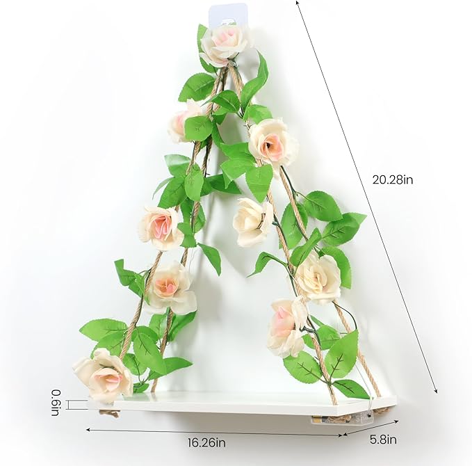 Floating Shelves for Wall,Plant Wall Decor,Hanging Shelf,Cottage Core Decor,Room Decor Aesthetic,Boho Room,Adhesive Shelves,Floating Shelves for No Drilling,Two-Piece Set(Champagne Flower)-HomvellaHome