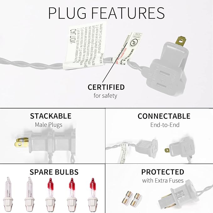 150LIGHTS WARM WHITE Extra-Bright With End Connectors Christmas Decorative Lights 9.72m UL Certified Mini String Light Set Waterproof for Home Garden Holiday Christmas Tree Party Patio Wedding-HomvellaHome
