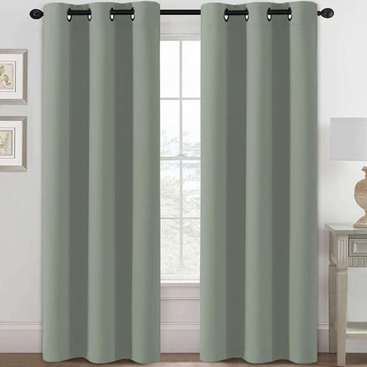 H.VERSAILTEX Blackout Curtains for Bedroom Thermal Insulated Room Darkening Living Room Curtains 84 Inch Long Grommet Privacy Protection Window Curtain Panels/Drapes for Nursery, 2 Panels, Cyan-HomvellaHome