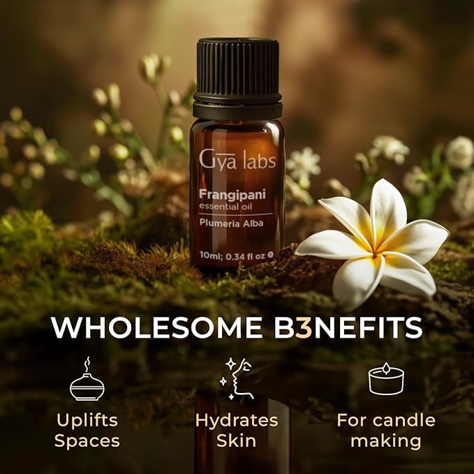 Gya Labs Frangipani Essential Oil for Diffuser - 0.34 Fl Oz - 100% Pure Natural Frangipani Oil for Skin, Face, Aromatherapy & Candle Making Scent-HomvellaHome