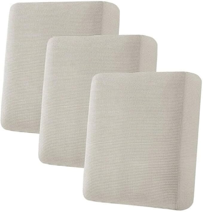 H.VERSAILTEX Super Stretch Individual Seat Cushion Covers - Sofa & Couch Cushion Slipcover Sets - Thick Jacquard Textured Twill Fabric (3 Piece, Island Fossi)-HomvellaHome