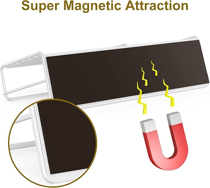 2 Pack White Magnetic Spice Rack Organizer, Space Saver for Refrigerator and Whiteboard, Metal Fridge Shelf for Kitchen and Classroom-HomvellaHome