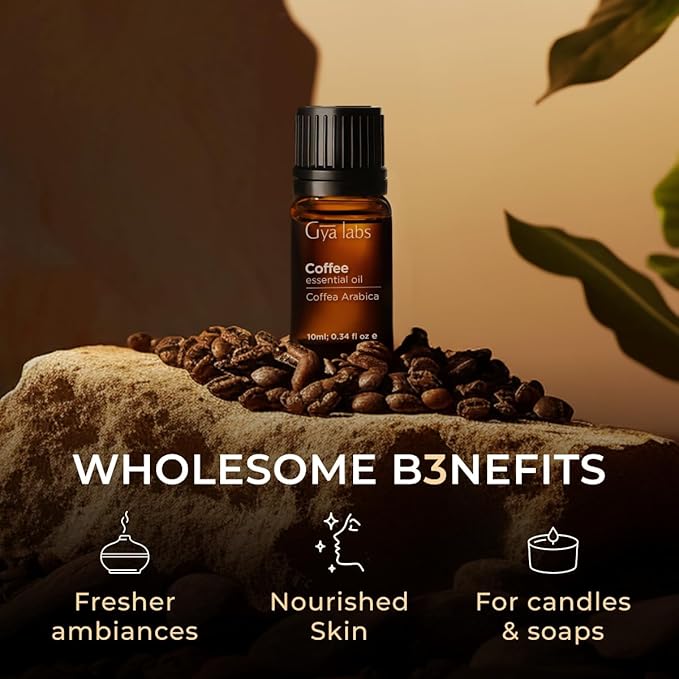 Gya Labs Coffee Essential Oil for Diffusers - 0.34 Fl Oz - 100% Pure Natural Coffee Oil for Hair, Skin, Aromatherapy Fragrance Bath Bombs, Spray & Candle Making Scent-HomvellaHome