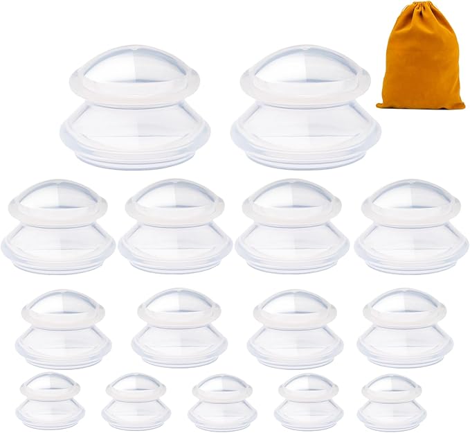 15pcs Cupping Therapy Set-Professional Silicone Cupping, Suitable for Facial Body Massage/Deep Myofascial Release/Pain Relief/Muscle Relaxation & More (Clear,15pcs)-HomvellaHome