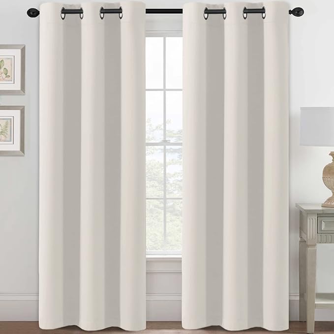 H.VERSAILTEX Room Darkening Curtains for Living Room Light Reducing Thermal Insulated Window Treatment Panels/Drapes Grommet Top 2 Panels (Ivory - 42 x 84 Inches)-HomvellaHome