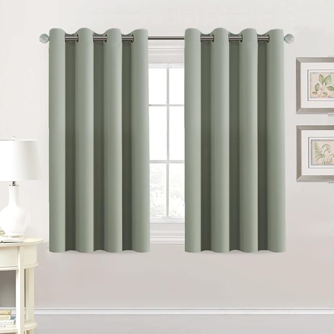 H.VERSAILTEX Premium Blackout Thermal Insulated Room Darkening Curtains for Bedroom/Living Room - Classic Grommet Top (2 Panels, Light Sage, 52 Inch by 54 Inch)-HomvellaHome