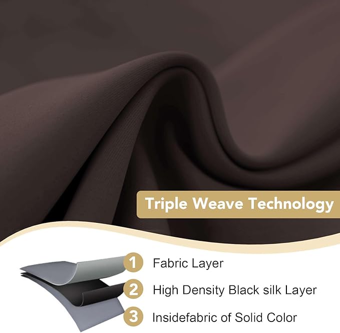 H.VERSAILTEX Blackout Curtains for Bedroom Thermal Insulated Room Darkening Living Room Curtains 72 Inch Long Grommet Privacy Protection Window Curtain Panels/Drapes, 2 Panels, Chocolate Brown-HomvellaHome