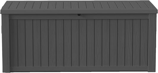 150Gal Outdoor Deck Box Waterproof, Lager Patio Storage Box Indoor and Outdoor Use, Lockable Resin Storage Bin for Patio Furniture Cushions Garden Tools, Package Delivery,UV Resistant-Black-HomvellaHome
