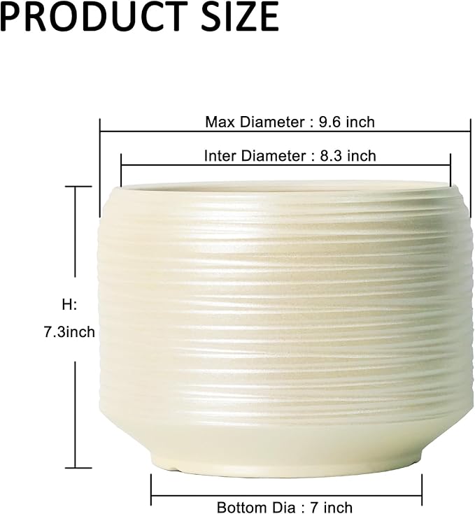10 Inch Ceramic Plant Pot with Drainage – Large Flower Pot for Indoor Outdoor Plants, Modern Decorative Planter for Patio, Balcony, Garden, or Home Decor-HomvellaHome