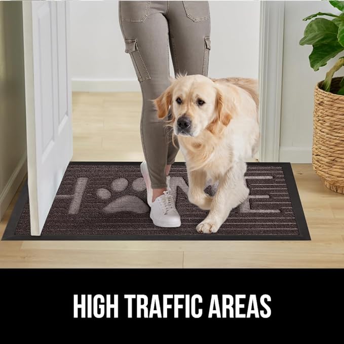 GORILLA GRIP 100% Waterproof All-Season WeatherMax Doormat US Designed Natural Rubber, Stain and Fade Resistant, Low Profile Indoor Outdoor Door Mats, Easy Clean Patio Mat, Espresso Home Paw-HomvellaHome