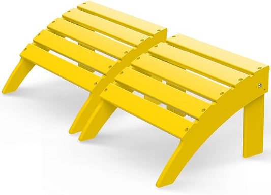 GREENVINES Adirondack-Ottoman | Set of 2 | HDPE Plastic | Outdoor Footrest | All Weather | Foot Rest | Foot Stool | Yellow | for Adirondack Chair | for Patio Backyard Pool-HomvellaHome