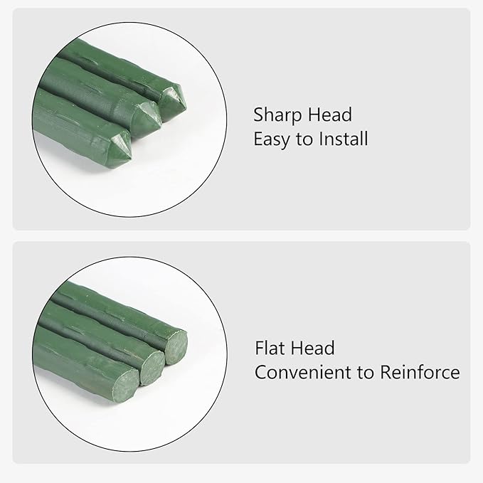 Garmeinea Garden Stakes 48 Inches Plastic Coated Steel Plant Stakes for Growing Climbing Plants, Pack of 25-HomvellaHome