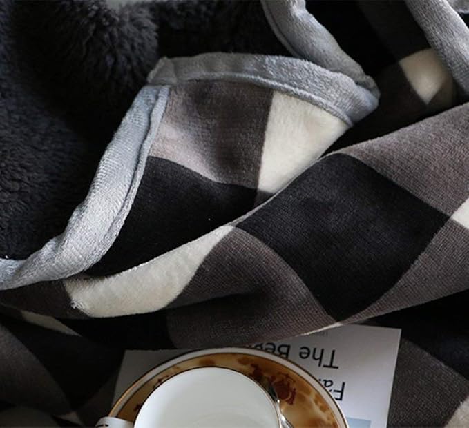 UKELER Buffalo Check/Plaid Throw Blanket 60''×50'' for Couch- Ultra Soft Plush Flannel Fleece Sherpa Throw Bed Throws for Kids and Adult-HomvellaHome