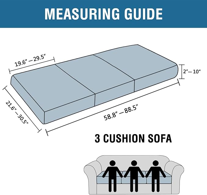 H.VERSAILTEX Super Stretch Individual Seat Sofa Covers Couch cushion covers Slipcover Sets Thick Jacquard Textured Twill Fabric (3 Piece Sofa cushion covers, Deep Teal)-HomvellaHome