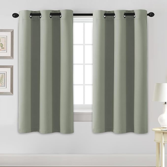 H.VERSAILTEX Blackout Curtains for Bedroom Thermal Insulated Room Darkening Living Room Curtains 63 Inch Long Grommet Privacy Protection Window Curtain Panels/Drapes for Nursery,2 Panels,Light Sage-HomvellaHome