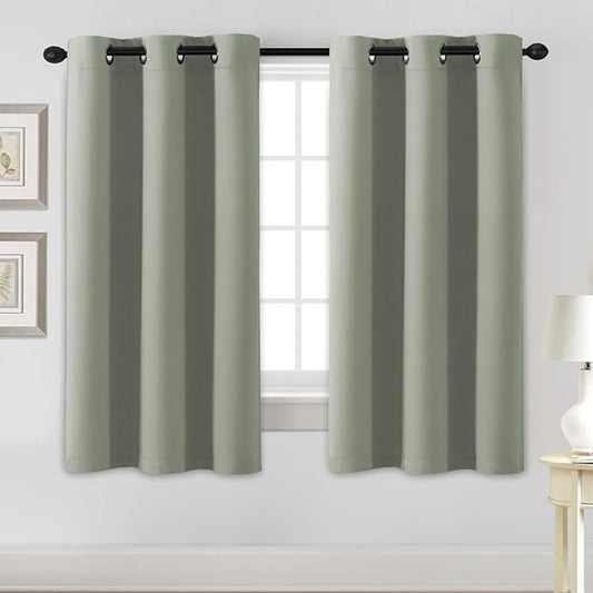 H.VERSAILTEX Blackout Curtains for Bedroom Thermal Insulated Room Darkening Living Room Curtains 63 Inch Long Grommet Privacy Protection Window Curtain Panels/Drapes for Nursery,2 Panels,Light Sage-HomvellaHome