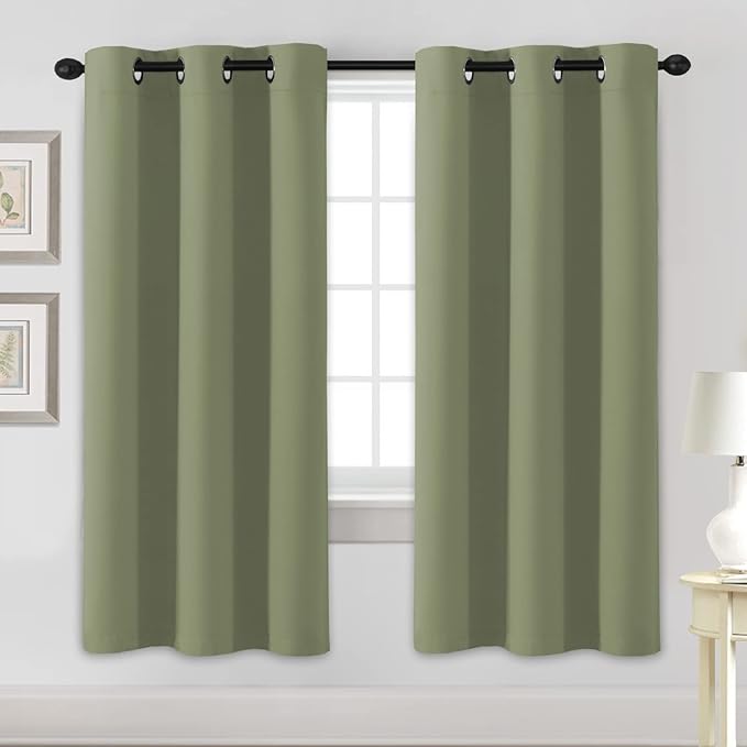 H.VERSAILTEX Blackout Curtains for Bedroom Thermal Insulated Room Darkening Living Room Curtains 72 Inch Long Grommet Privacy Protection Window Curtain Panels/Drapes for Nursery, 2 Panels, Sage-HomvellaHome