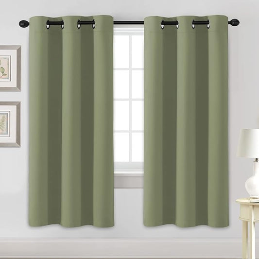 H.VERSAILTEX Blackout Curtains for Bedroom Thermal Insulated Room Darkening Living Room Curtains 72 Inch Long Grommet Privacy Protection Window Curtain Panels/Drapes for Nursery, 2 Panels, Sage-HomvellaHome