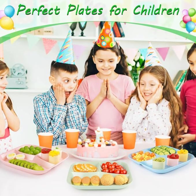 10 Inch Portion Control Divided Plates for Healthy Eating, 4PCS Unbreakable Wheat Straw Dinner Plate BPA Free, Plates for Kids Adults Picnic,Reusable Plates (4 PACK)-HomvellaHome