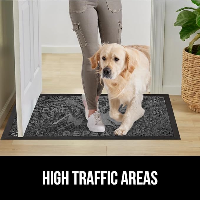 GORILLA GRIP 100% Waterproof All-Season WeatherMax Doormat 35x23, US Designed Natural Rubber, Stain and Fade Resistant, Low Profile Indoor Outdoor Door Mats, Easy Clean Patio Mat, Graphite Skiing-HomvellaHome