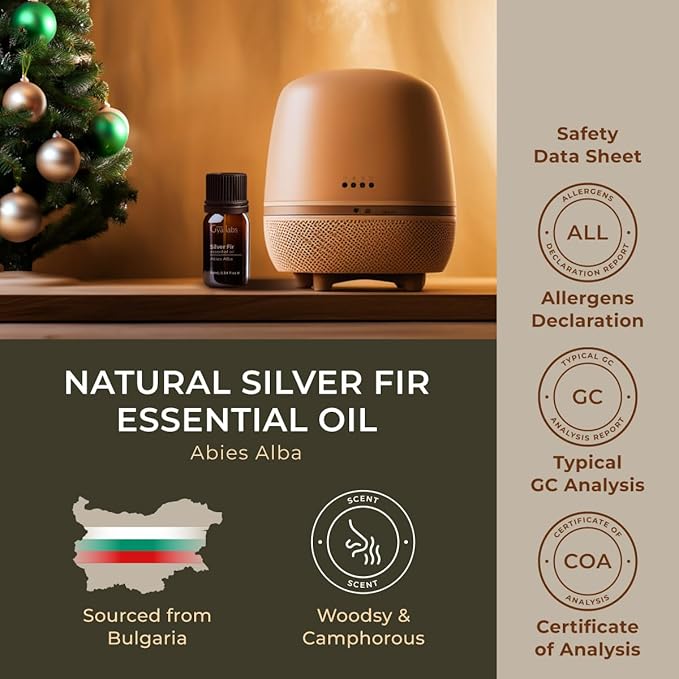 Gya Labs Silver Fir Essential Oil for Diffuser - 0.34 Fl Oz - 100% Pure Natural Silver Fir Oil for Skin, Hair, Aromatherapy & Candle Making Scent-HomvellaHome