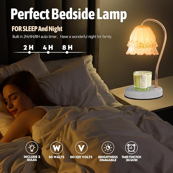 GEEZO Fragrance Candle Warmer Lamp，Electric Candle Warmer with Timer & Dimmer，Mom Christmas Birthday Gifts for Women, House Warming Gifts New Home Bedroom Decor-HomvellaHome