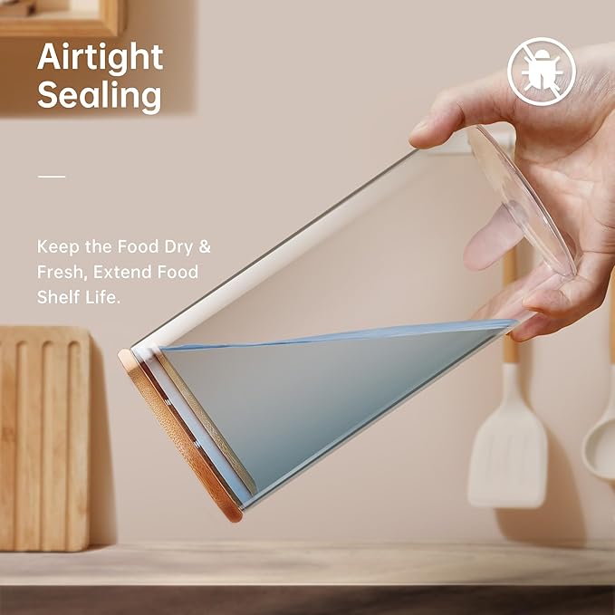 17oz - 4 Pack Glass Jars with Bamboo Lids, Glass Food Storage Containers with Airtight Lids, Air Tight Pantry Storage Containers for Coffee, Sugar, Spice, Meal Prep Jars for Salad & Fruit-HomvellaHome