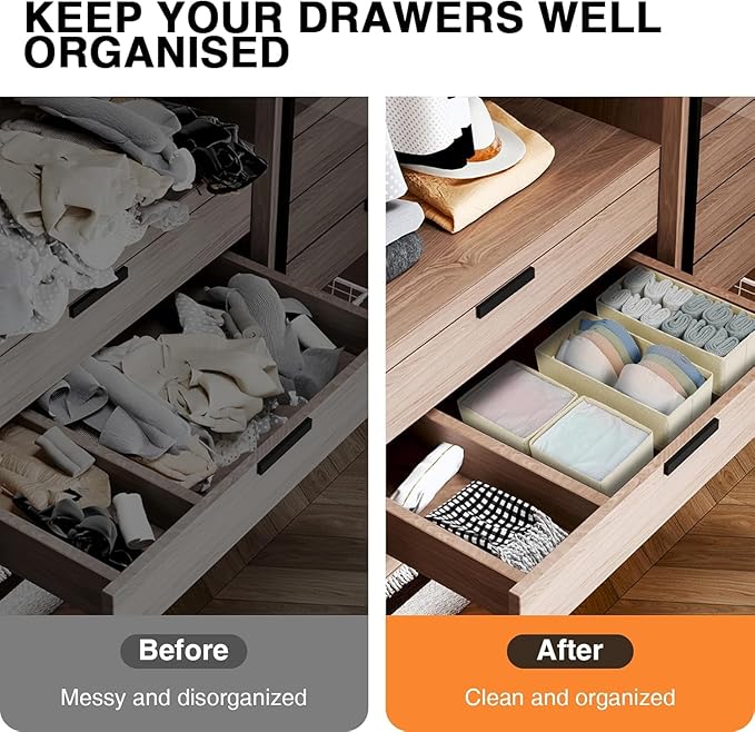 DIMJ Drawer Organizer Clothes 12 Pack - Foldable Baby Organizers and Storage & Dresser Organizer for Bedroom, Closet - Nursery Organization Dresser Dividers for underwear, Sock,Bra, Belt, Tie, Beige-HomvellaHome
