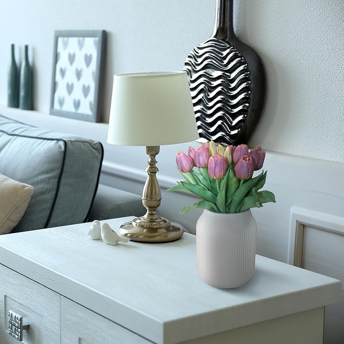 15pcs Artificial Tulips Flowers, Fake Tulips Real Touch, Faux Latex Bouquets, for Party Wedding Home Room Decoration (Purple)-HomvellaHome