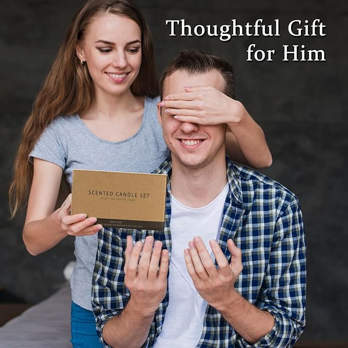 2 Pack Men Candles | Smoke & Vanilla + Vintage Leather - Scented Candles for Men - Masculines Candle - Soy Candle for Home Scented, Man Gifts, Black Jar - 7oz-HomvellaHome