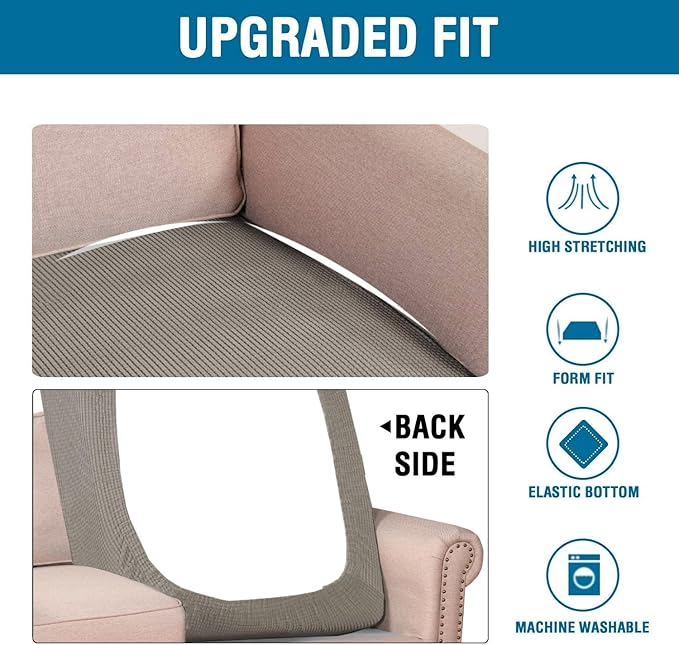 H.VERSAILTEX Super Stretch Individual Chaise Cover Sectional Couch Covers for L Shaped Sofa Both Left/Right Featuring Thick Jacquard Textured Twill Fabric (1 Piece Chaise Cover, Taupe)-HomvellaHome