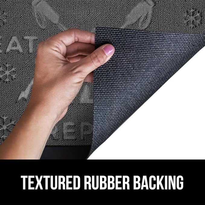 GORILLA GRIP 100% Waterproof All-Season WeatherMax Doormat, US Designed Natural Rubber, Stain and Fade Resistant, Low Profile Indoor Outdoor Door Mats, Easy Clean Patio Mat, 17x29, Graphite Skiing-HomvellaHome