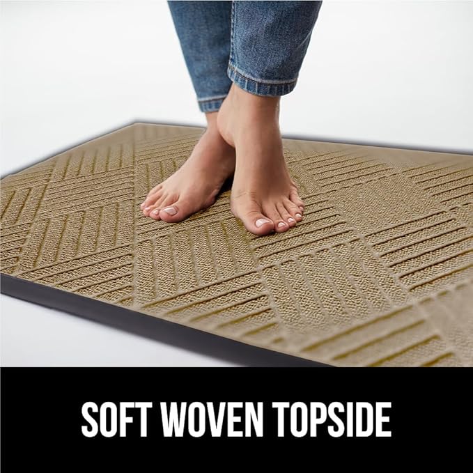 GORILLA GRIP 100% Waterproof All-Season WeatherMax Doormat US Designed Natural Rubber, Stain and Fade Resistant, Low Profile Indoor Outdoor Door Mats, Easy Clean Patio Mat, 17x29, Beige Diamond-HomvellaHome