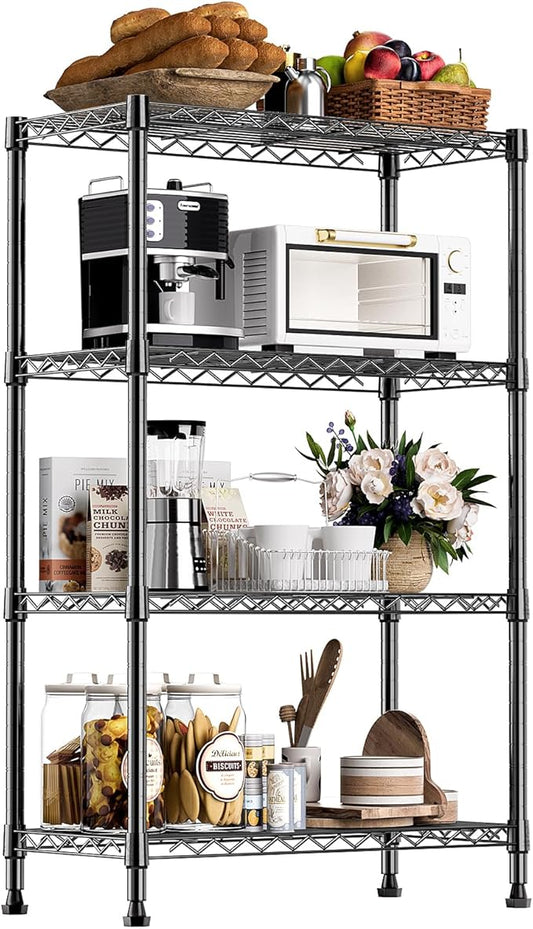 1000 lbs Storage Shelving Steel Heavy Duty 4-Tier Utility Shelving Unit Steel Organizer Wire Rack for Home,Kitchen,Office (13.7" D x 29.5" W x 47.2" H)-HomvellaHome