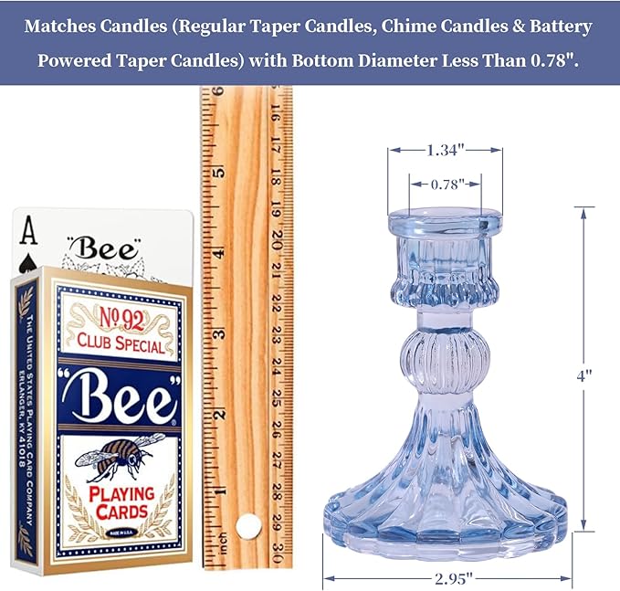 12PCS Blue Candlestick Holders Set- 4" H Taper Candle Holders, Glass Candle Holders Bulk for Wedding, Party, Home Table Centerpieces, Festival Gifts & Windowsill Decor-HomvellaHome