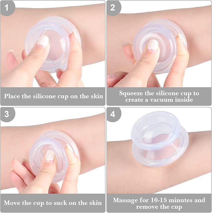 16 Pcs Silicone Cupping Therapy Set Anti Cellulite Cup Vacuum Suction Massage Cup Silicone Cupping Therapy Set for Cellulite Reduction Myofascial Release Massage Therapist Home Use (Clear)-HomvellaHome