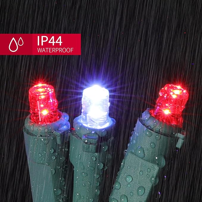 100 Count RED and White - String Lights - 21.6FT LED Christmas Lights, Mini led Lights for Indoor Outdoor Home Holiday Party Wedding Independence Day Decoration-HomvellaHome