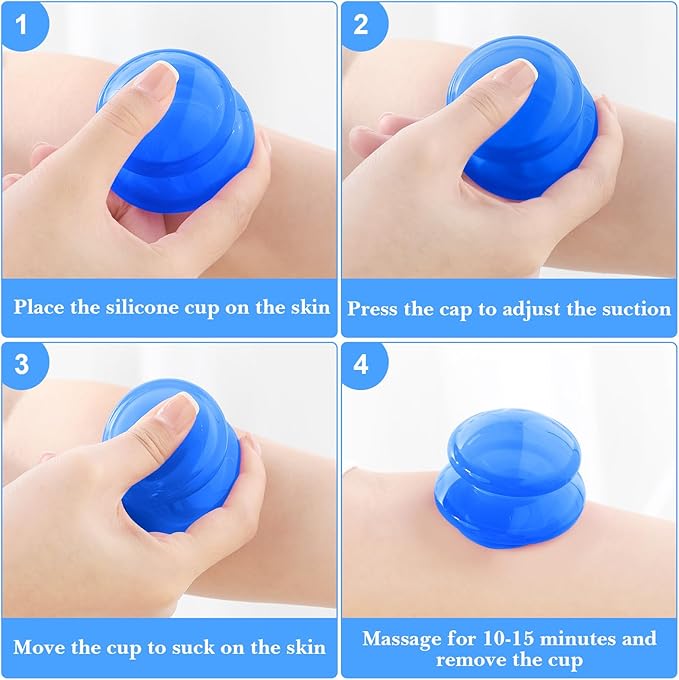 Geiserailie 16 Pcs 4 Sizes Cupping Therapy Set Silicone Cupping Massage Cups Professional Chinese Therapy Cup Vacuum for Body Muscle Nerve(Dark Blue)-HomvellaHome