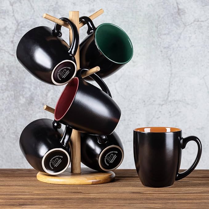 GBHOME 16oz Coffee Mugs Set of 6, Large Ceramic Coffee Mugs for Man, Woman, Dad, Mom, Modern Coffee Mugs Set with handle for Tea/Latte/Cappuccino/Milk/Cocoa. Dishwasher&Microwave Safe,Multi-Color-HomvellaHome