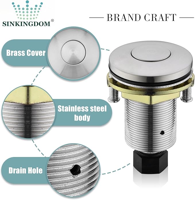 Garbage Disposal SinkTop Air Switch Kit with Stainless Steel Button,Brushed Nickel-HomvellaHome
