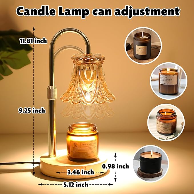 GEEZO Fragrance Candle Warmer Lamp，Electric Candle Warmer with Timer & Dimmer，Mom Christmas Birthday Gifts for Women, House Warming Gifts New Home Bedroom Decor-HomvellaHome