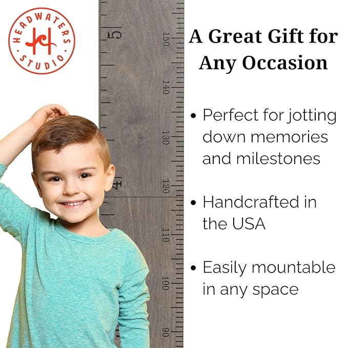 Growth Chart for Wall - Height Chart for Kids, Growth Chart for Kids, Measuring Board for Kids Height, Wooden Growth Chart for Wall, Height Measurement for Wall - Gray (63"x6.7")-HomvellaHome