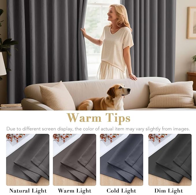 H.VERSAILTEX Charcoal Gray Blackout Curtain Panels for Bedroom Kitchen Curtains Blackout Room Darkening Curtains Window Panel Drapes for Basement - 2 Panels - 52 inch Wide by 84 inch Long, Grommet Top-HomvellaHome