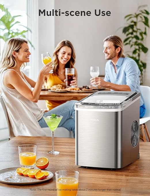 GoveeLife Smart Countertop Ice Makers, Portable Ice Maker Machine with Self-Cleaning, 6 Mins 9 Bullet Ice, 26lbs/24Hrs, Voice Remote for Home Kitchen Party Camping, with Ice Scoop Stainless Silver-HomvellaHome