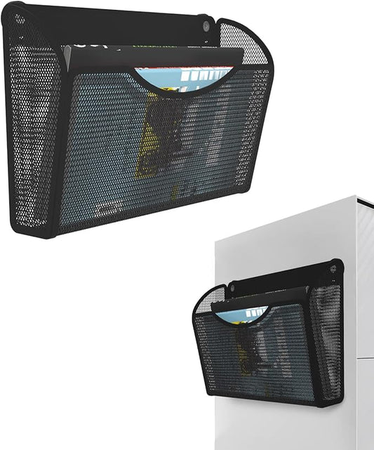 1-Tier Magnetic File Holder - No Drilling Installation File Organizer, Large Capacity Magnetic File Holder for Refrigerator, File Cabinets, Whiteboard, Office, Kitchen-HomvellaHome