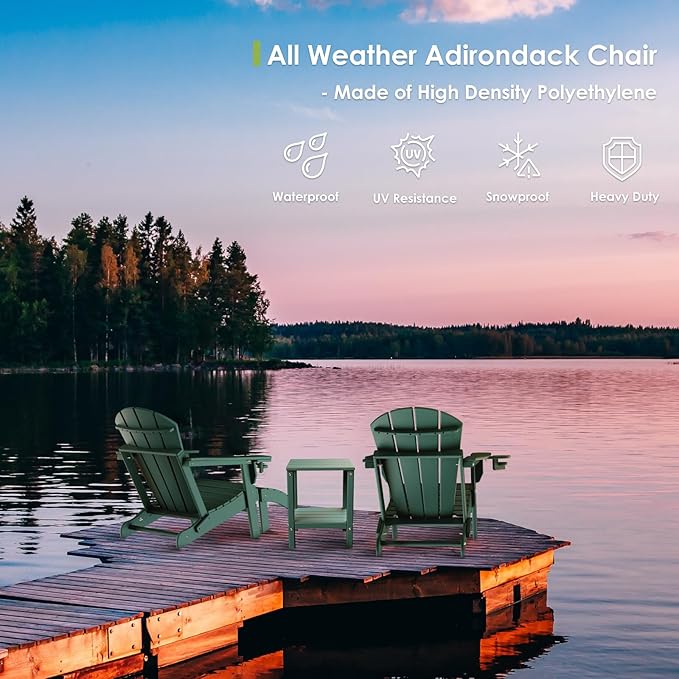 GREENVINES Adirondack-Ottoman | Set of 2 | HDPE Plastic | Outdoor Footrest | All Weather | Foot Rest | Foot Stool | Forest | for Adirondack Chair | for Patio Backyard Pool-HomvellaHome