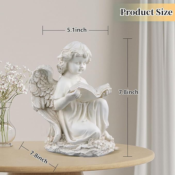 Garden Angel Statues for Outside, Solar Angel for Garden with Bible & Cemetery Decorations for Grave, Angel Figurines for Yard Patio Decor & Lawn Ornaments, Gifts for Mom Grandma Women-HomvellaHome