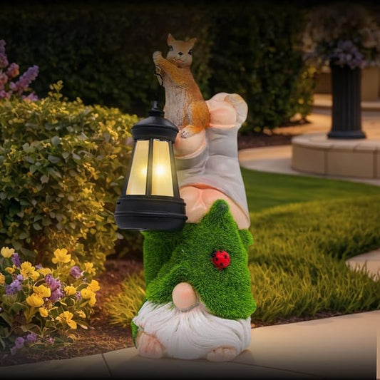 Garden Gnome Statues Decor with Solar Lights, Outdoor Decorations for Yard Porch Lawn Balcony Patio, Housewarming Gifts-HomvellaHome